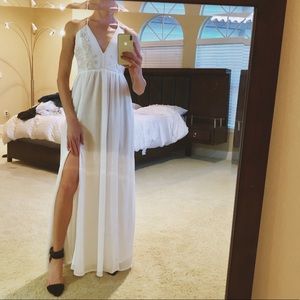 White maxi with embossed bust